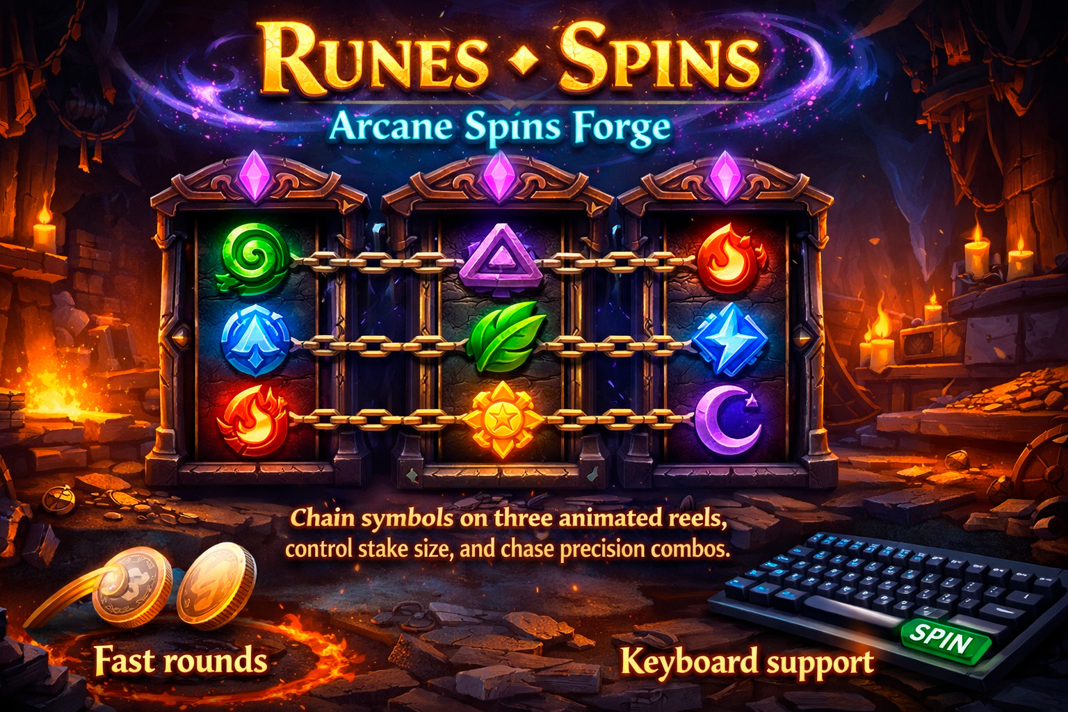 Arcane Spins glowing reels
